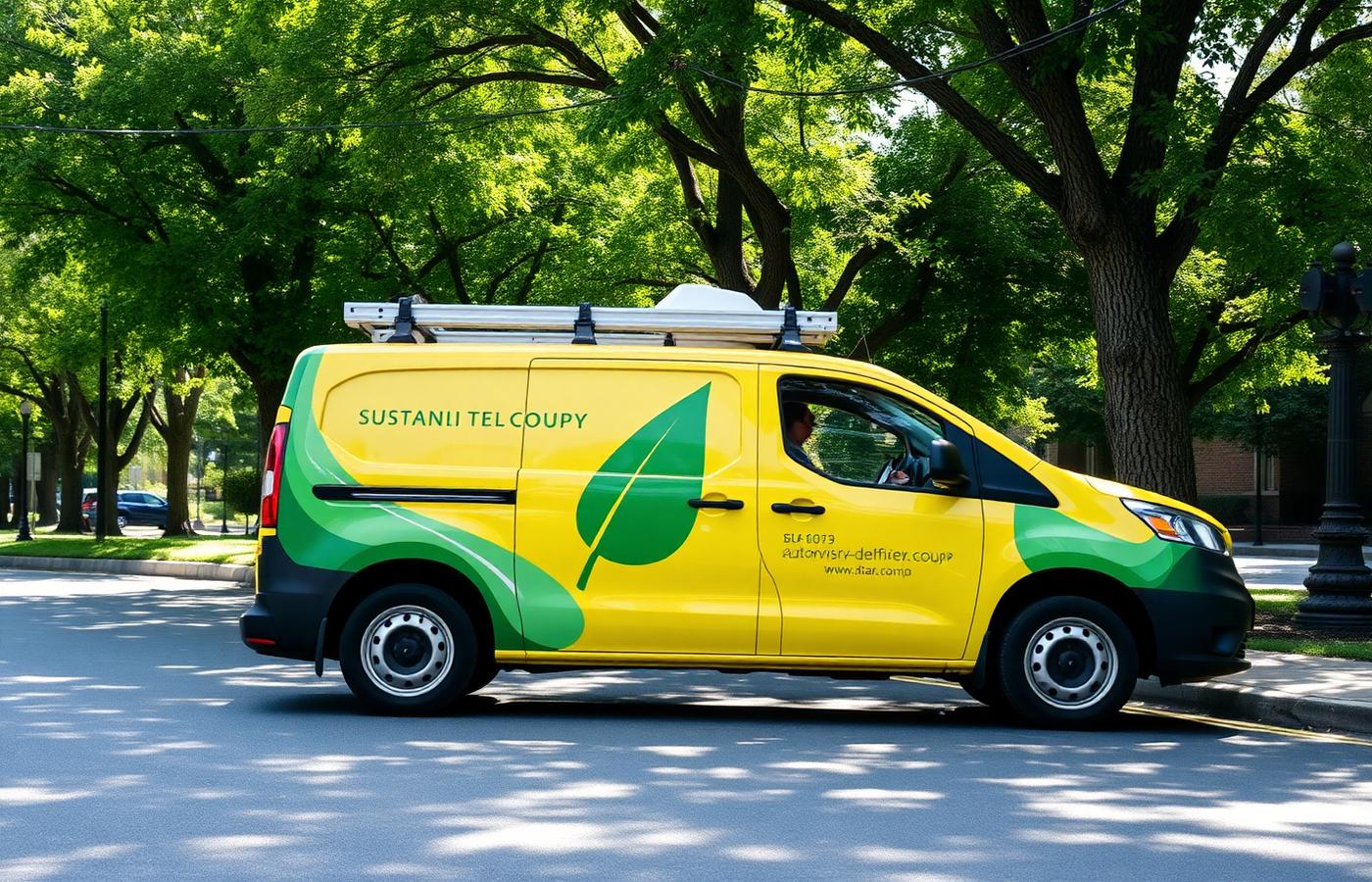 Green delivery van